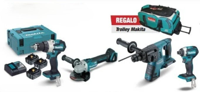Combo: DHP489RTJ + DGA504Z + DHR263Z + DTD154Z + Trolley | MAKITA