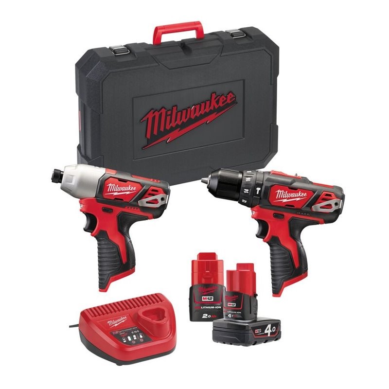 Kit Taladro percutor y atornillador M12 BPP2B-421C| Milwaukee