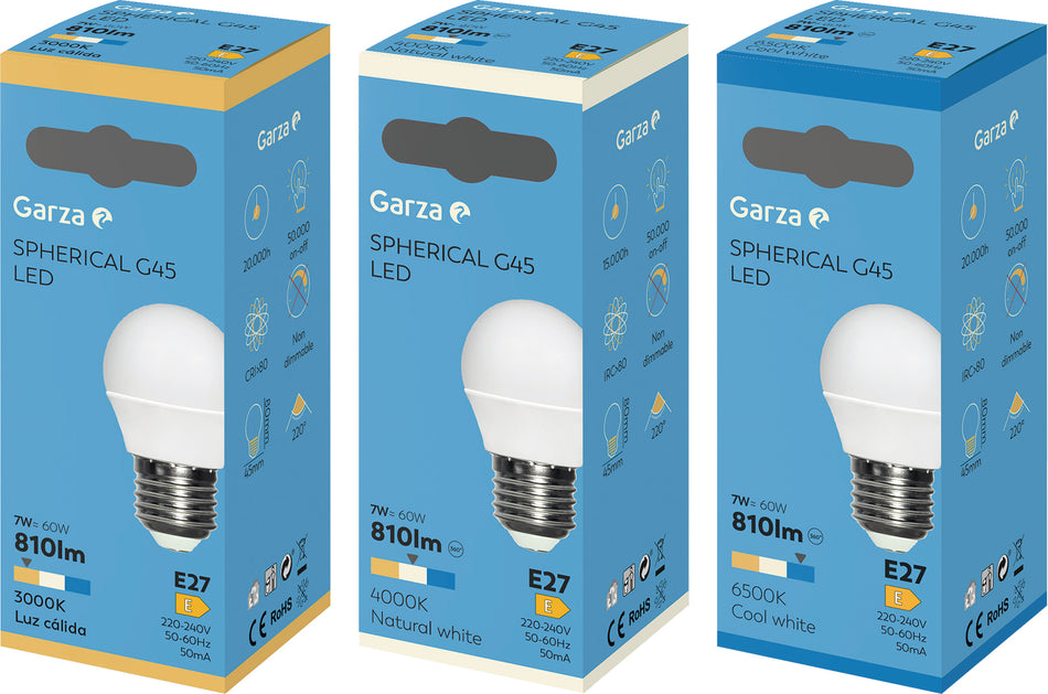 BOMBILLA LED ESFÉRICA E27/7W (10 pcs)