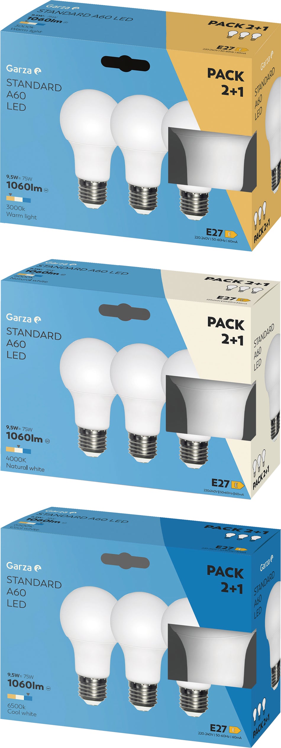 BOMBILLA LED ESTÁNDAR 2+1 E27/9,5W (6 pcs)