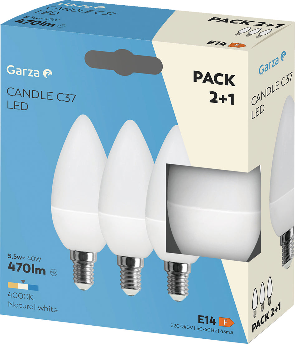 BOMBILLA LED VELA 2+1 E14/5,5W (6 pcs)