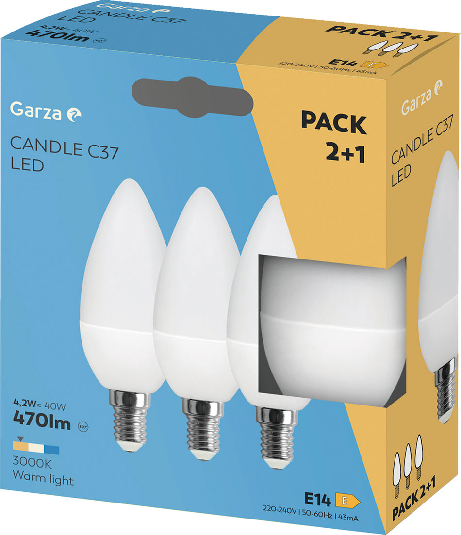 BOMBILLA LED VELA 2+1 E14/4,2W (6 pcs)