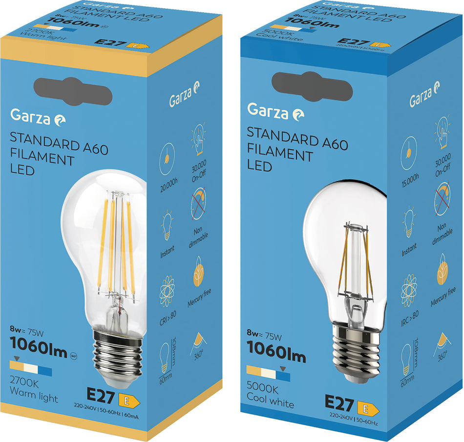 BOMBILLA LED FILAMENTO ESTÁNDAR E27/7,8W (6 pcs)