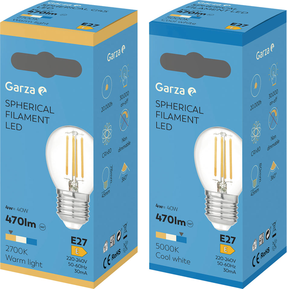 BOMBILLA LED FILAMENTO ESFÉRICA E27/3,4W (6 pcs)