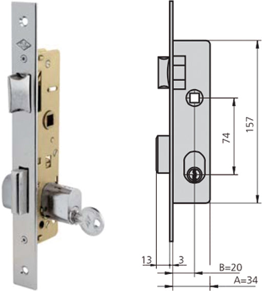 CERRADURA EMBUTIR ACERO INOX 1964