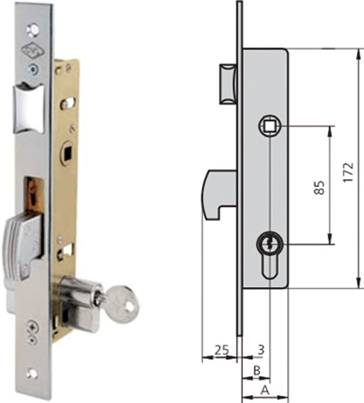 CERRADURA EMBUTIR ACERO INOX 1990