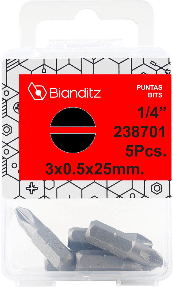 BLISTER 10 PUNTAS DESTORNILLADOR 1/4" PLANA