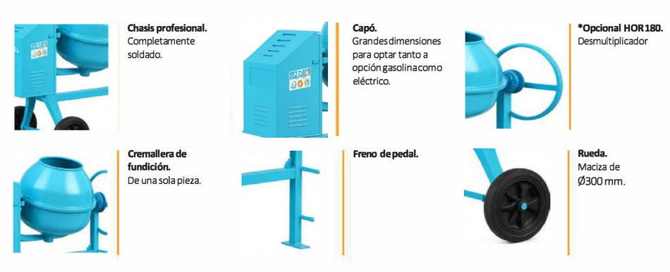 Hormigonera 160 Motor eléctrico 0.75 HP | Irbal